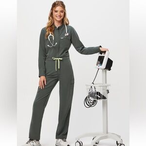 Figs Women's Cargo Jumpsuit in Bonsai